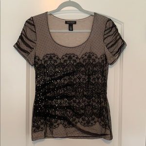 White House Black Market lace overlay t-shirt
